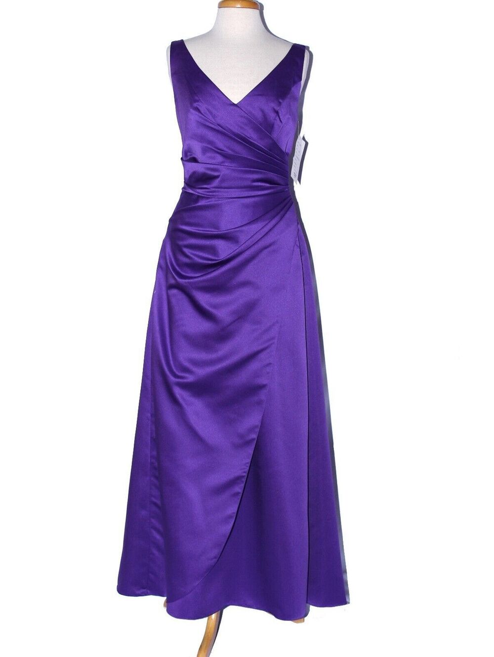 Romantic Bridals #5512 Long Satin Bridesmaid Dress-Size 14-AUBERGINE PURPLE-NWT